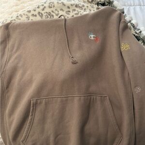 Champion Tan Hoodie with Embroidered Accents